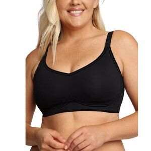 Shapellx Seamless Comfort Wireless Supportive Wide Strap V-Neck Bra Black